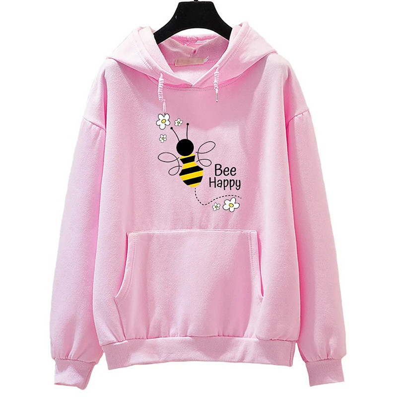 Hoodie Bee Happy abeille animée - modèle rose
