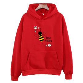 Hoodie Bee Happy abeille animée - modèle rouge