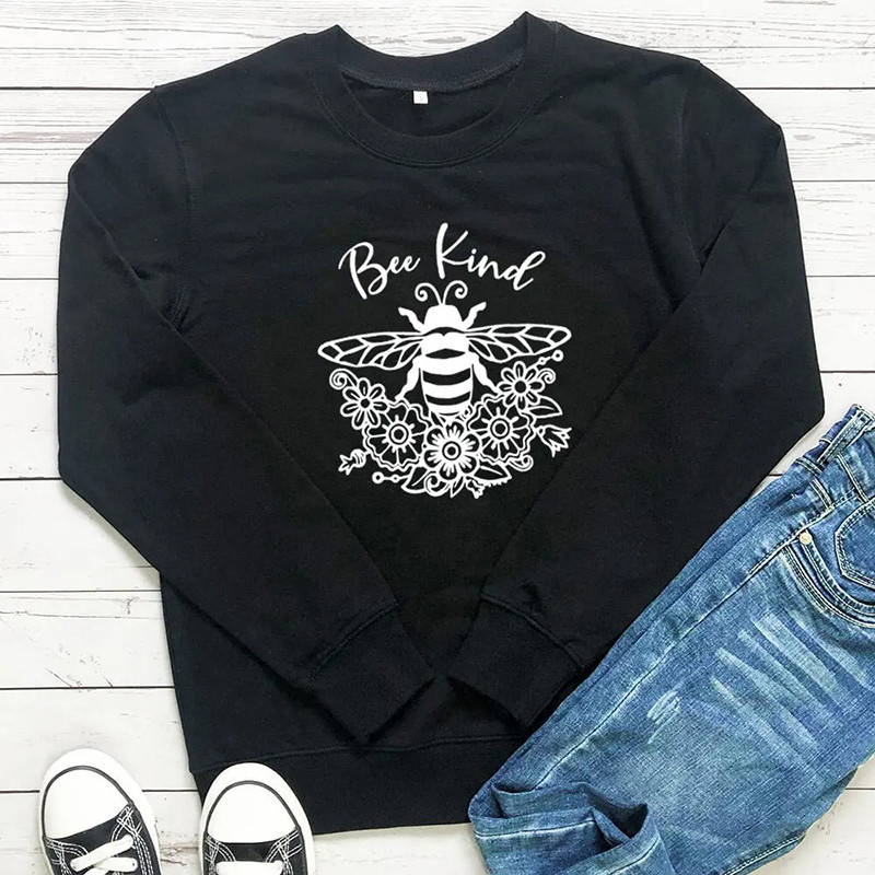 Sweatshirt Bee Kind abeille arty - modèle noir