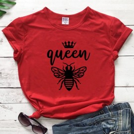 Tshirt Femme à Manches Courtes Queen Been Reine abeille rouge