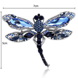 Dimensions Broche libellule vintage en cristal bleu