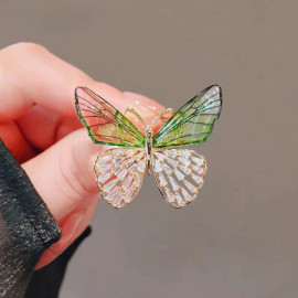 Broche Papillon ailes en Strass Couleur Vert