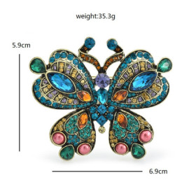 Broche Papillon Artistique Strass Multicolore Dimensions