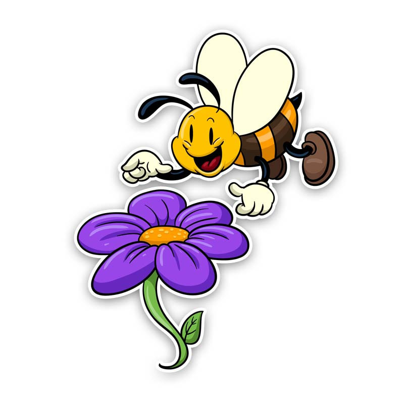 Autocollant d'une abeille et d'une fleur en PVC de14.4CM x 19.8CM