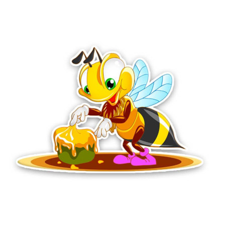Autocollant d'une grande abeille mangeant du miel