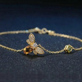 Magnifique Bracelet en argent 925 naturel jaune cristal d'abeille