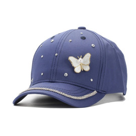 Casquette Papillon avec strass et Papillon Coquillage - Couleur Bleu