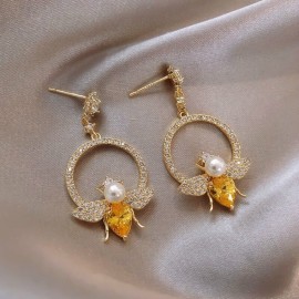 magnifiques Boucles d'oreilles diamants strass perle