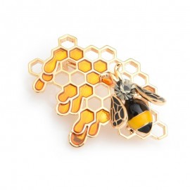 magnifique broche en forme d'abeille et nid d'abeilles en alliage émail
