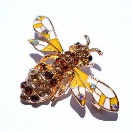 Broche en forme d'abeille pour femmes strass de couleur or