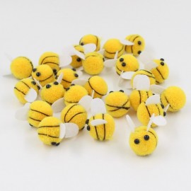 Pompons doux en peluche d'abeille jaune
