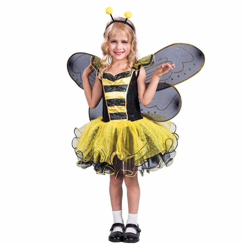 magnifique robe costume à ailes d'abeille jaune
